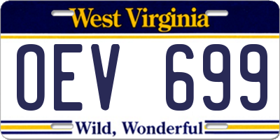WV license plate OEV699