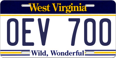 WV license plate OEV700