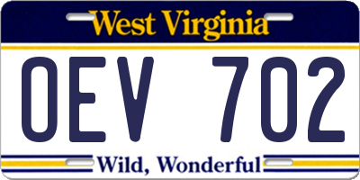 WV license plate OEV702