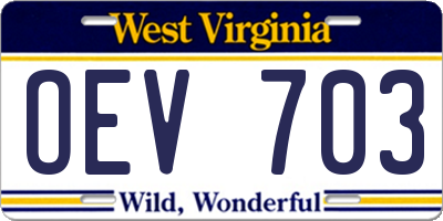 WV license plate OEV703