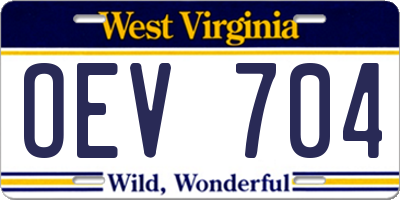 WV license plate OEV704