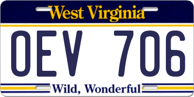 WV license plate OEV706