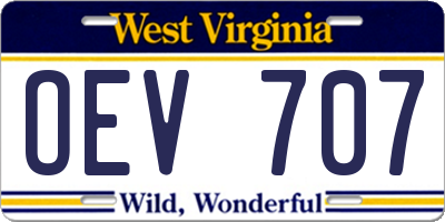WV license plate OEV707