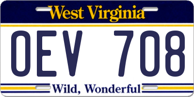 WV license plate OEV708