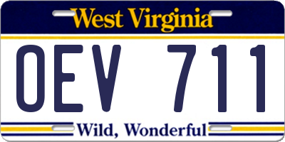 WV license plate OEV711