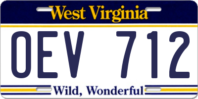 WV license plate OEV712