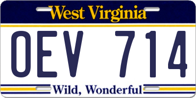 WV license plate OEV714