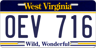 WV license plate OEV716