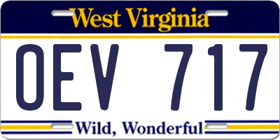 WV license plate OEV717