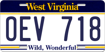 WV license plate OEV718
