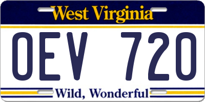 WV license plate OEV720