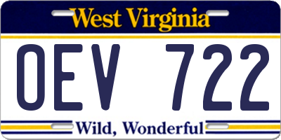 WV license plate OEV722