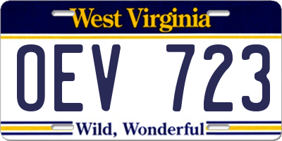 WV license plate OEV723