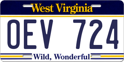 WV license plate OEV724
