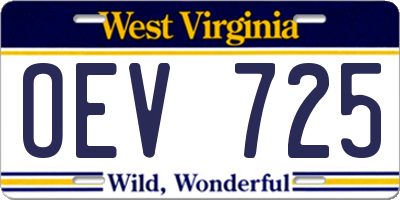 WV license plate OEV725
