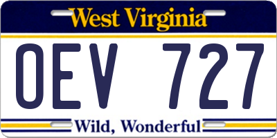WV license plate OEV727