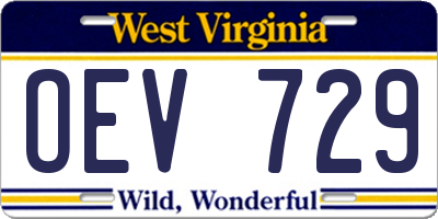 WV license plate OEV729