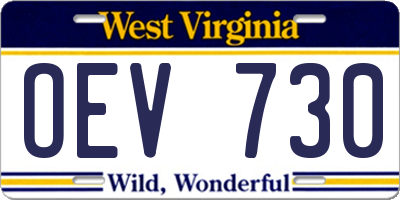 WV license plate OEV730