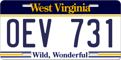 WV license plate OEV731