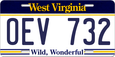 WV license plate OEV732
