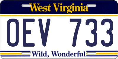 WV license plate OEV733