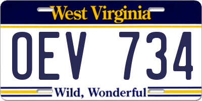 WV license plate OEV734