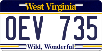 WV license plate OEV735