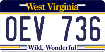 WV license plate OEV736