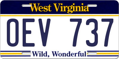 WV license plate OEV737
