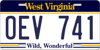 WV license plate OEV741