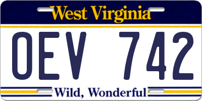 WV license plate OEV742