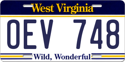 WV license plate OEV748