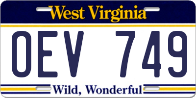 WV license plate OEV749