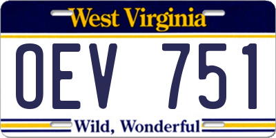 WV license plate OEV751