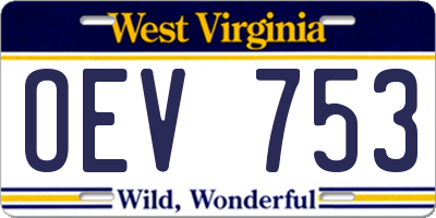 WV license plate OEV753