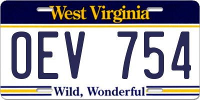 WV license plate OEV754