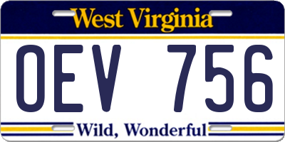 WV license plate OEV756