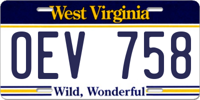 WV license plate OEV758