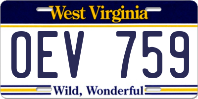 WV license plate OEV759