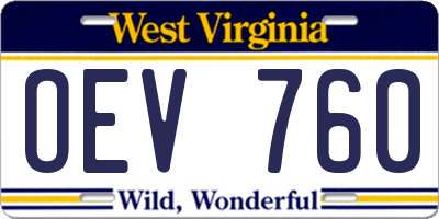 WV license plate OEV760