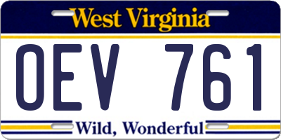 WV license plate OEV761