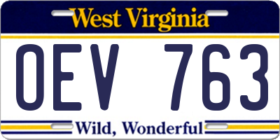 WV license plate OEV763