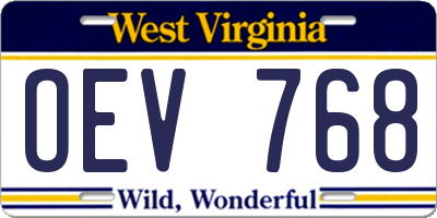 WV license plate OEV768