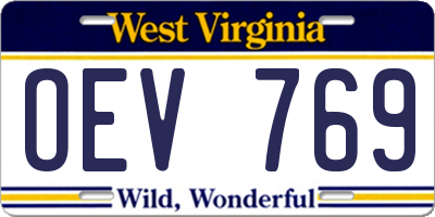 WV license plate OEV769