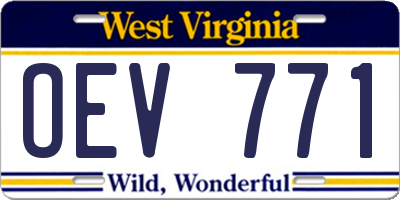WV license plate OEV771