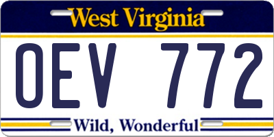 WV license plate OEV772