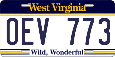 WV license plate OEV773
