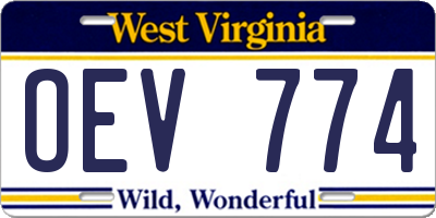 WV license plate OEV774
