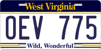 WV license plate OEV775
