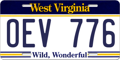 WV license plate OEV776